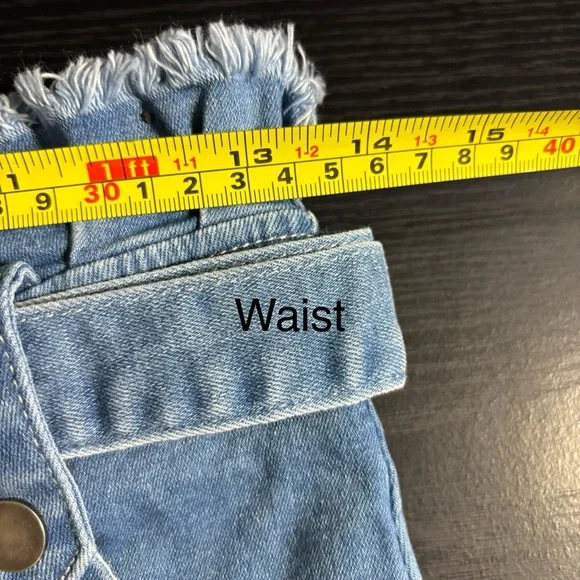 Hayden Los Angeles Denim Ruffle Skirt with Belt Sz S - Picture 9 of 11